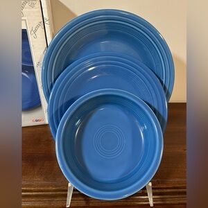 *GENTLY USED* Fiesta 3pc Place Setting Lapis 831337 Dinner And Salad Plate Bowl